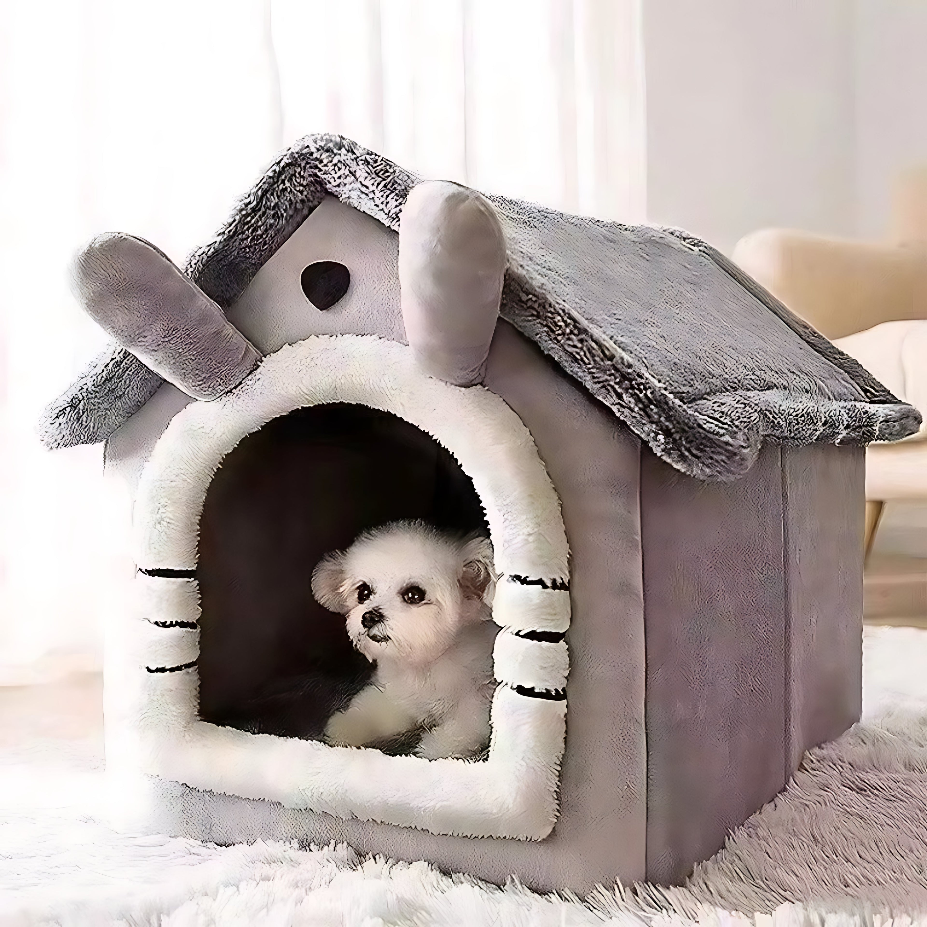 Indoor Pet House Bed – Washable Cozy Bed for Cats & Small Dogs